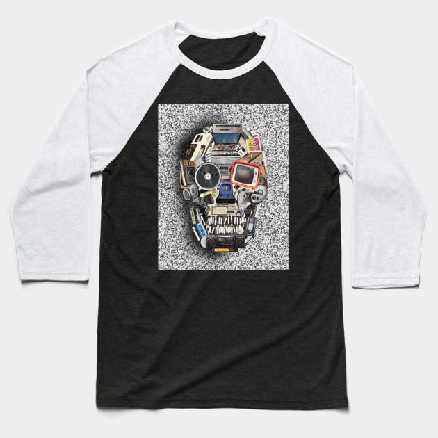 retro tech skull Baseball T-Shirt by bexART